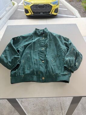 Abvien Vintage Silk Green Women's Bomber Jacket L
